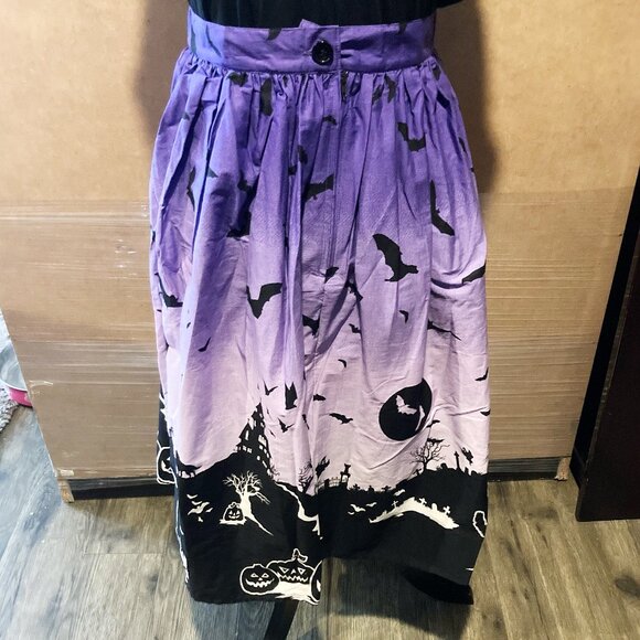 HELL BUNNY NWT Ombre purple black Haunt Graveyard circle skirt 1950s style SMALL - Picture 16 of 16